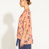 Peach Sky V-Neck Batwing Shell Top - Peach Pink Floral