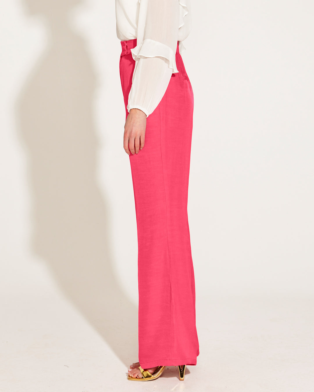 One And Only High Waisted Wide Leg Flared Pant Hot Pink FATE BECKER one-and-only-high-waisted-wide-leg-flared-pant-hot-pink-fate-becker